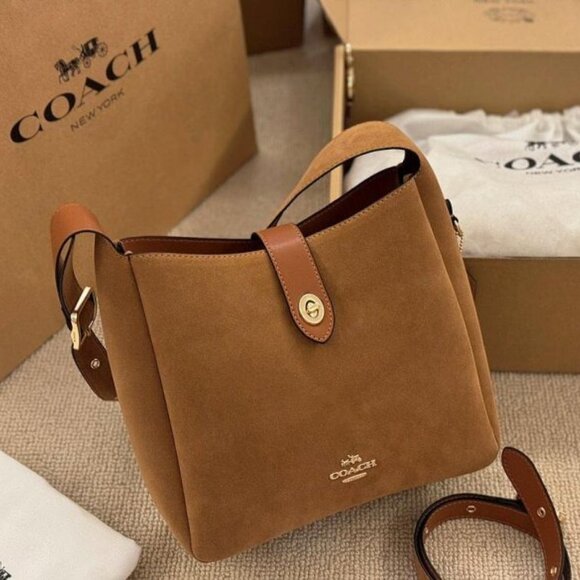 Coach Brown Suede Shoulder Bag - Picture 2 of 13